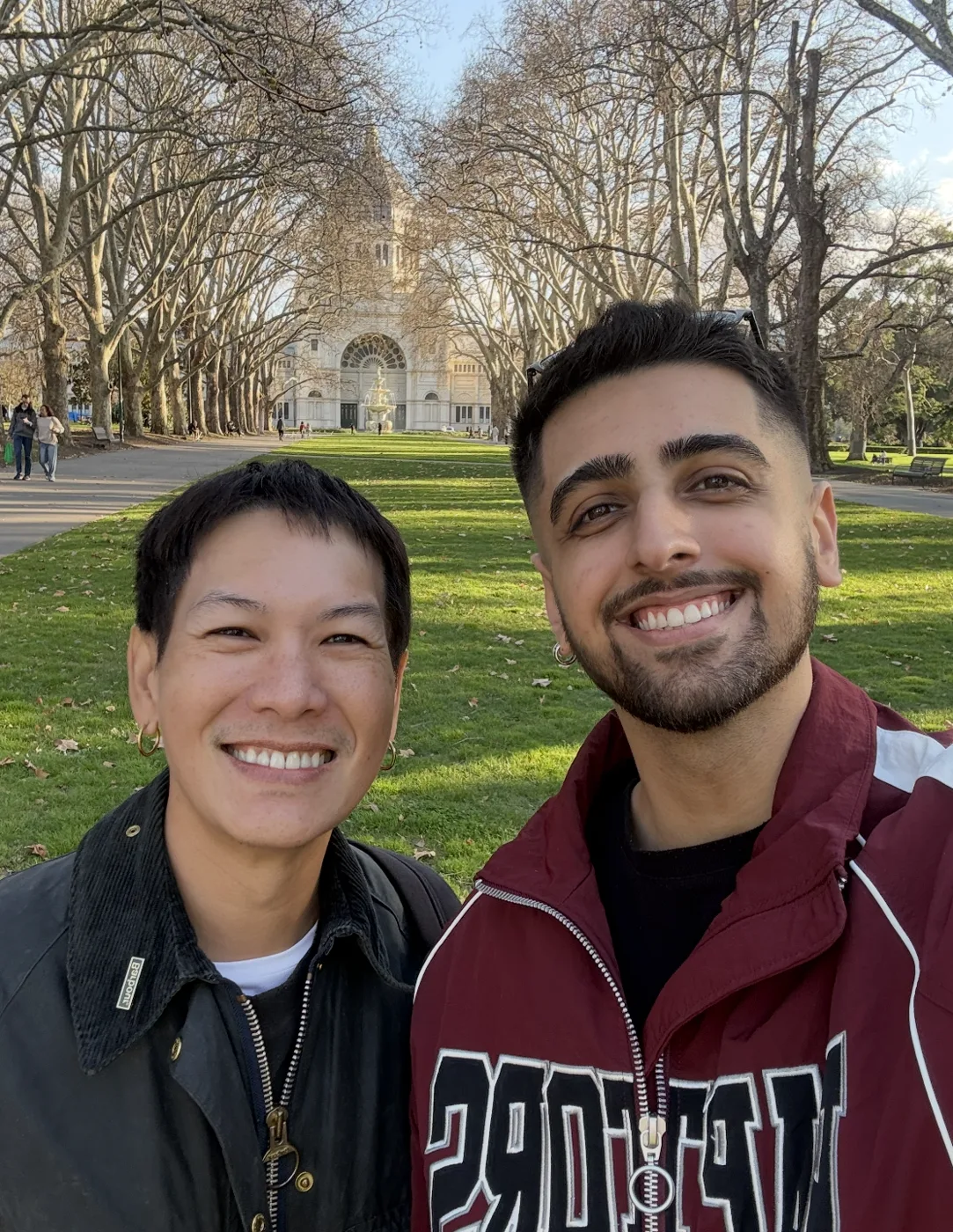 With a friend in a park