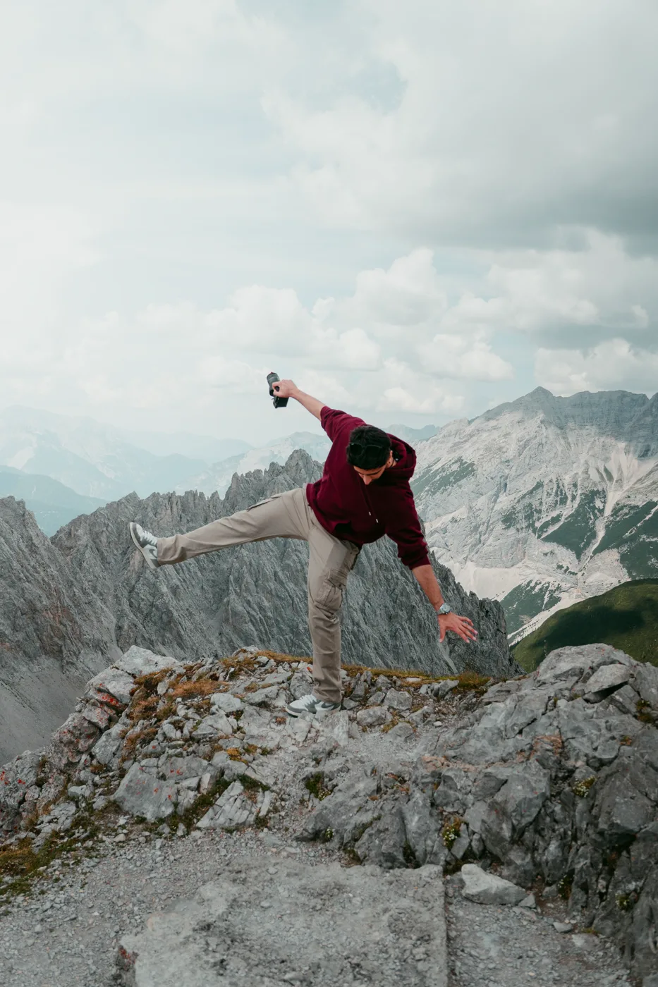 On a mountain ridge in the Dolomites